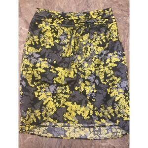 H&M Sz 4 Mini Skirt Black Lime Floral Cross Front Wrap Short Soft Lightweight